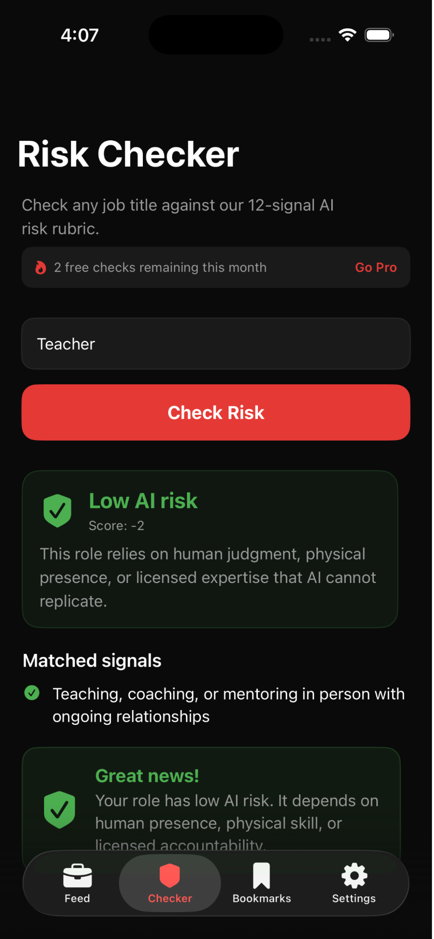 App screen